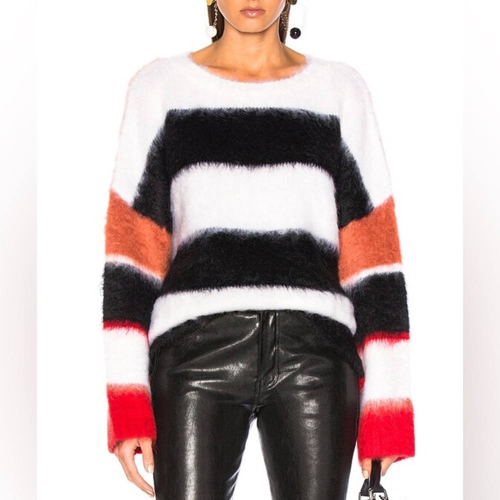 Cinq à Sept Black and Cream Striped Sweater